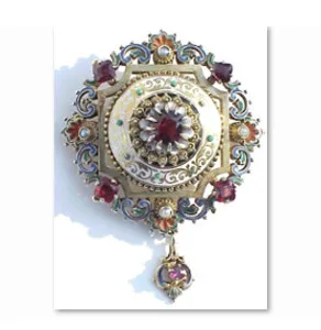Jeweled enamel pendant brooch