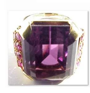 Large amethyst and ruby gold ring