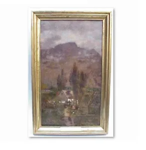 Framed antique landscape painting