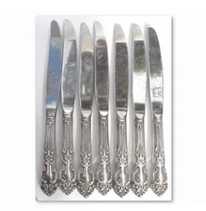 Set of silver-handled knives