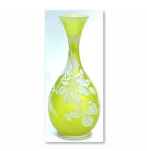 Yellow-green cameo glass vase